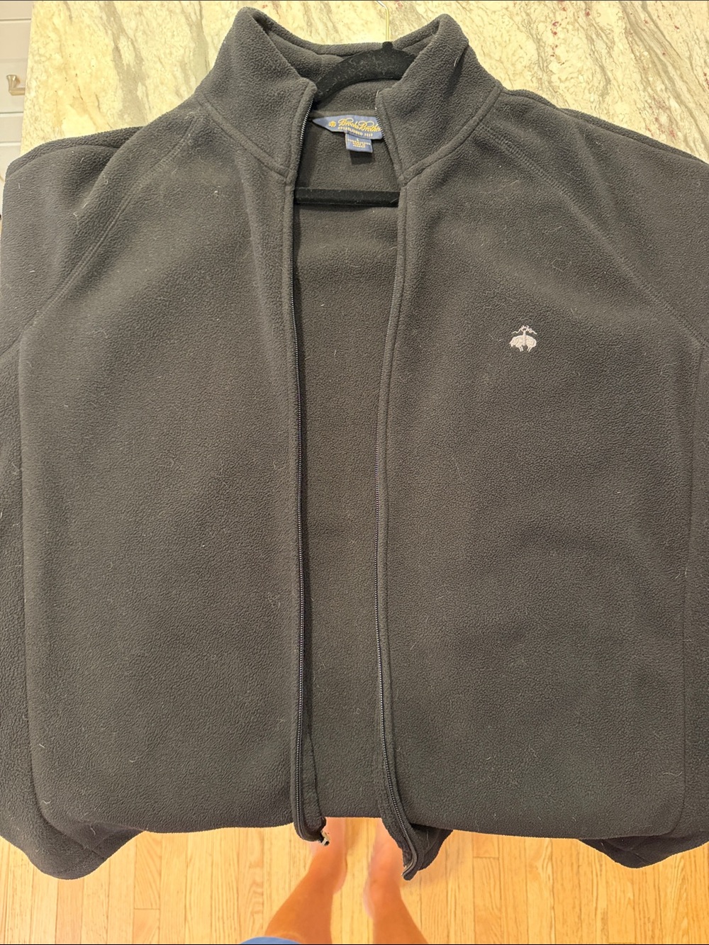 Brooks Brothers Black Lightweight Fleece Zip Jacket